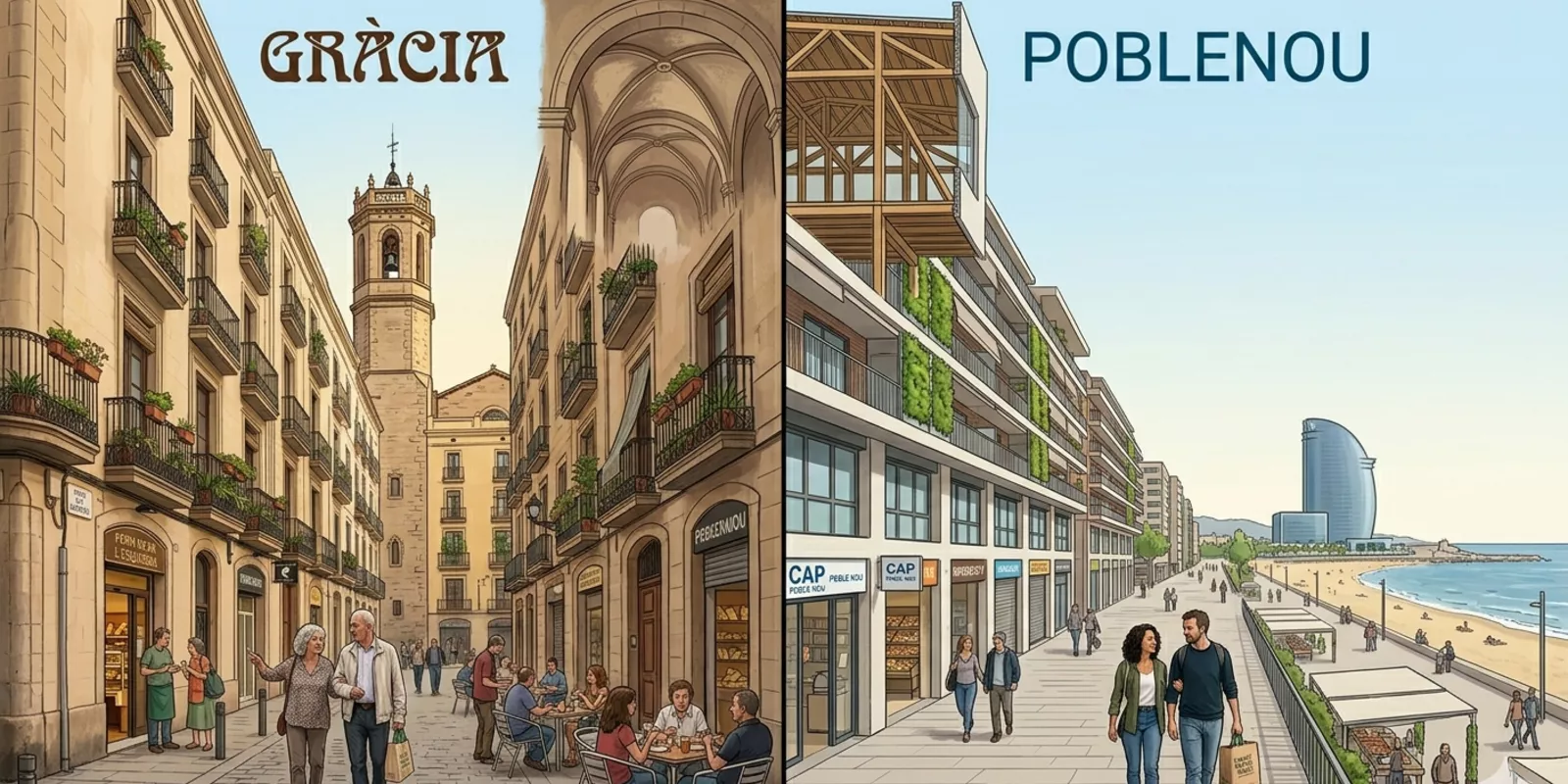 Estilo de vida en Barcelona: Gràcia vs Poblenou