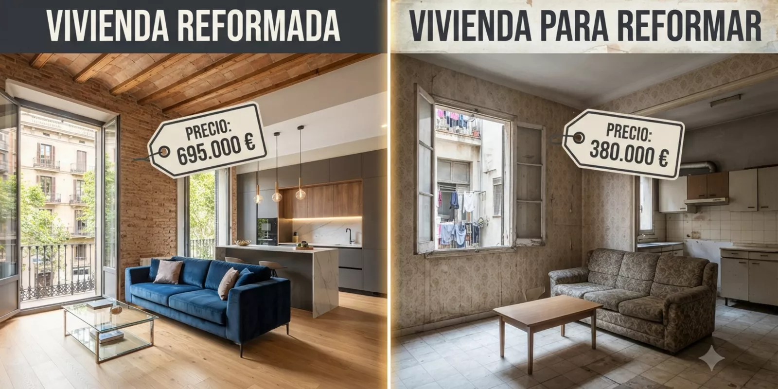 Viviendas reformadas vs. para reformar en Barcelona