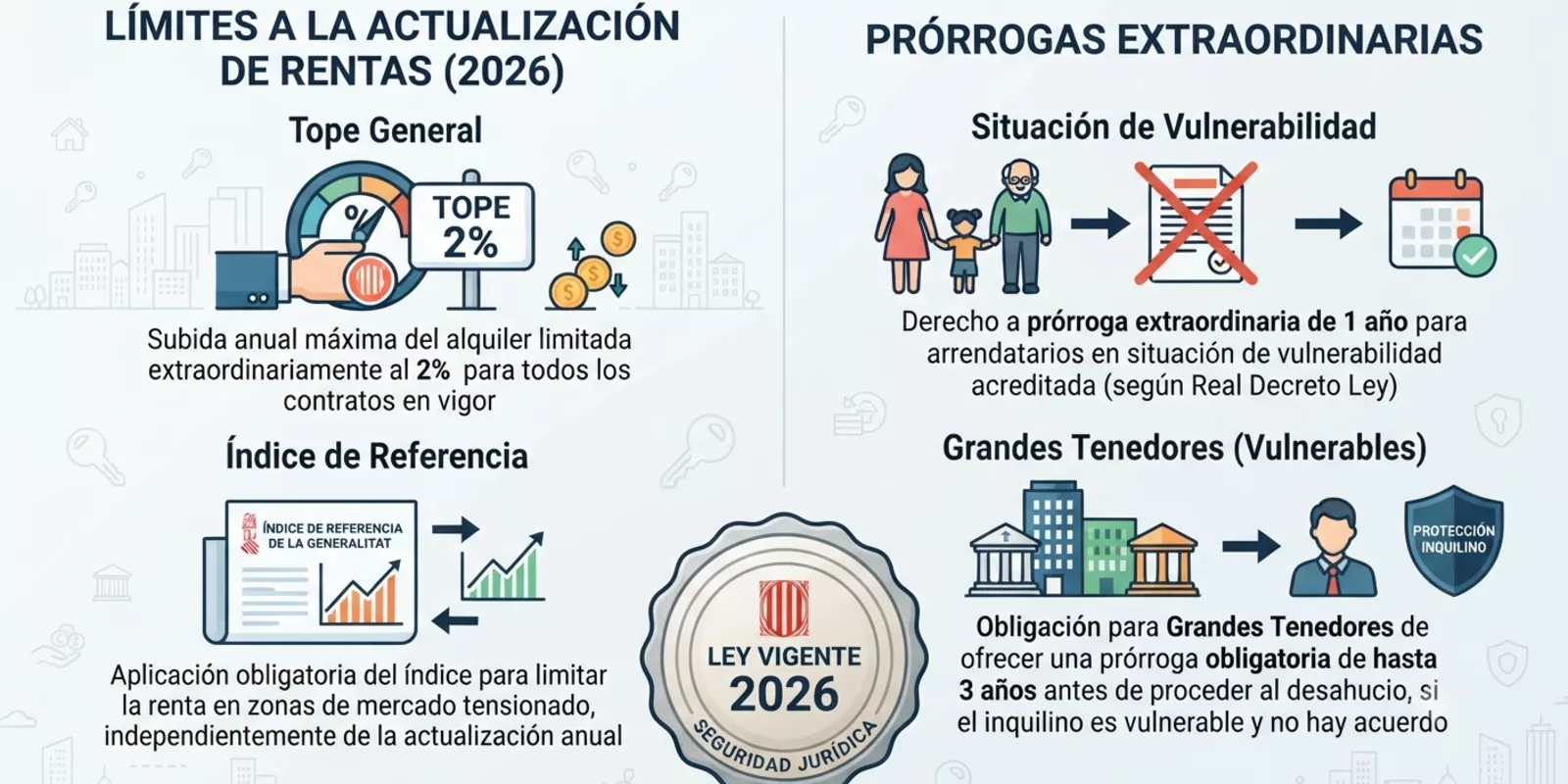 Límites a la actualización de rentas y prórrogas extraordinarias