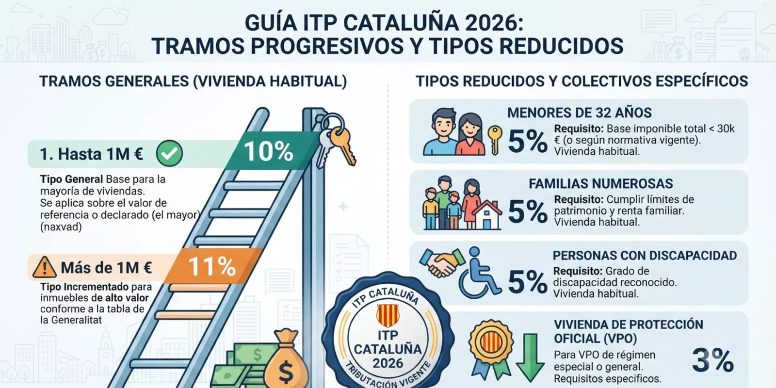 ITP Cataluña 2026: Tramos y Tipos Reducidos